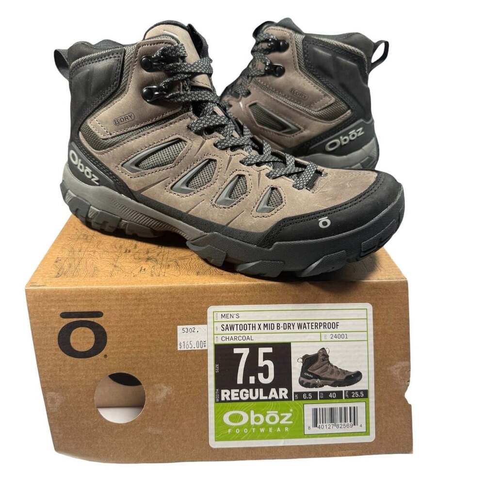 Oboz Sawtooth X Mid B-Dry Waterproof Size 7.5 Charcoal Hiking Boots